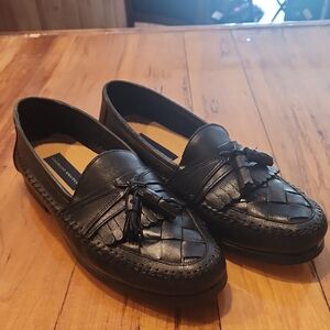 Giorgio Brutini Black Woven Tassel Loafers